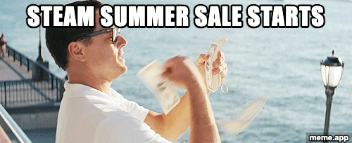 Animated Leo Throwing Money GIF meme about the Steam Summer Sale starting