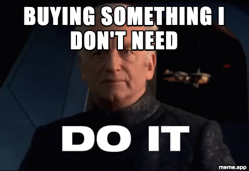 Animated Palpatine Do It GIF about buying something unnecessary
