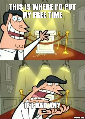This Is Where I'd Put My Trophy meme about having no free time