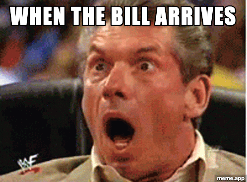 Animated Vince McMahon Shocked GIF reacting to the bill arriving