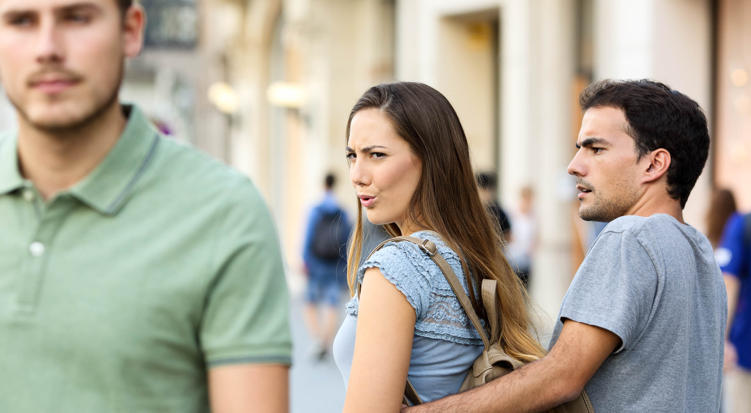Distracted Boyfriend Reversed meme template
