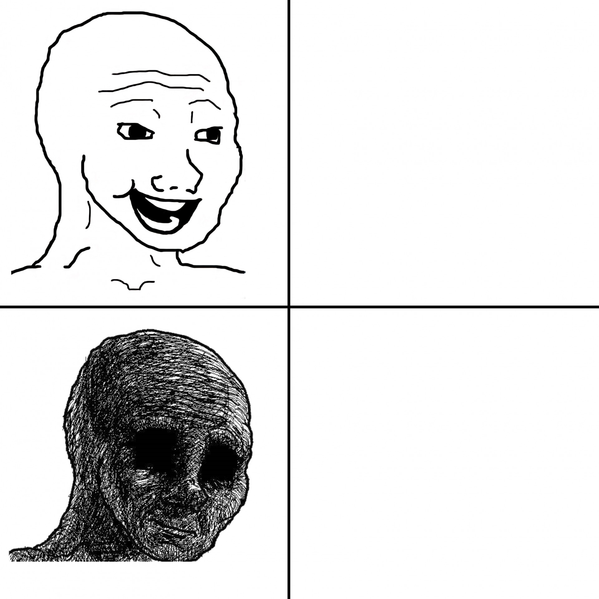 Happy Wojak vs Depressed Wojak meme template