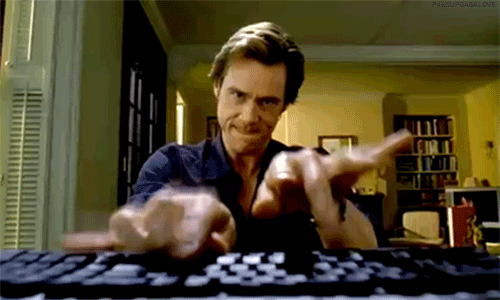 Jim Carrey Typing Furiously meme template