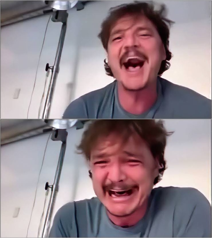 Pedro Pascal Crying Then Smiling meme template